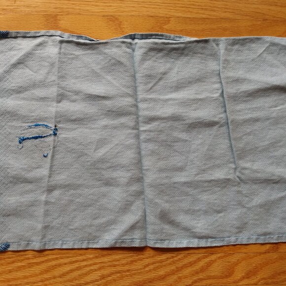 Vintage Monogram D Tea Towel Blue Embroidered Cloth Napkin Doily AS IS DAMAGED - Picture 7 of 13